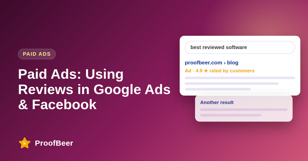 Reviews in Google Ads & Facebook Ads